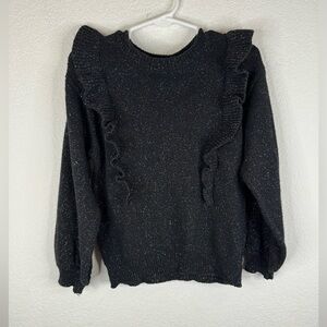 Art Class Metallic Sparkly Ruffle Long Sleeve Sweater